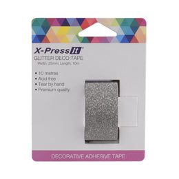 X-Press It Glitter Deco Tape Black 25mm x 10m