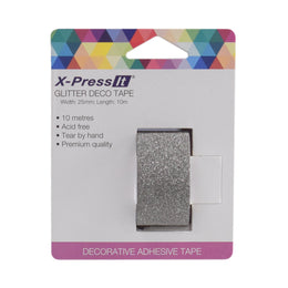 X-Press It Glitter Deco Tape Black 25mm x 10m